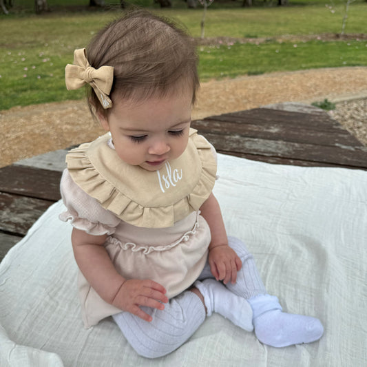 Tan Ruffle bib