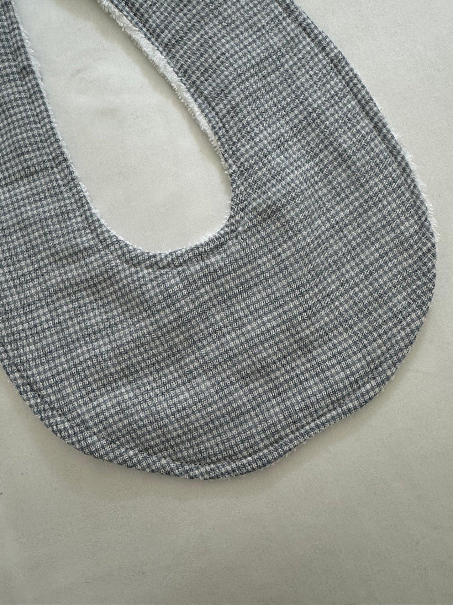 Tiny blue Gingham round bib