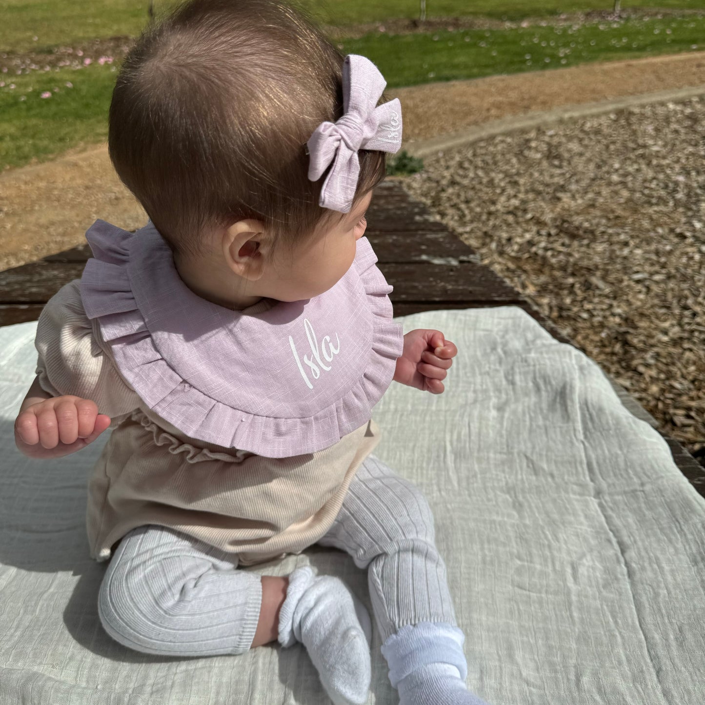 Lilac Ruffle bib